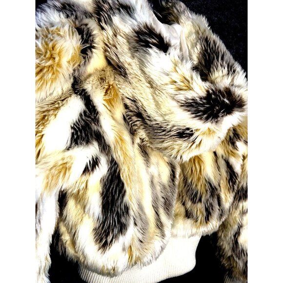 Autumn Trails Faux Fur Crop Zip Bomber Jacket Thick Coat w Hoodie Junior Size XL - Picture 4 of 12